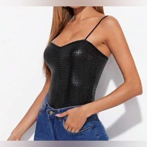 Black Snakeskin Cropped Tank